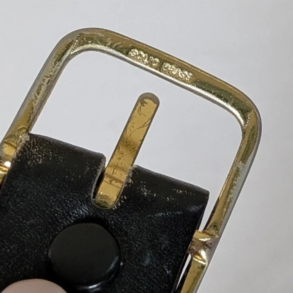 Vintage Canterbury‎ Black Leather Belt with Brass Buckle – Size 44